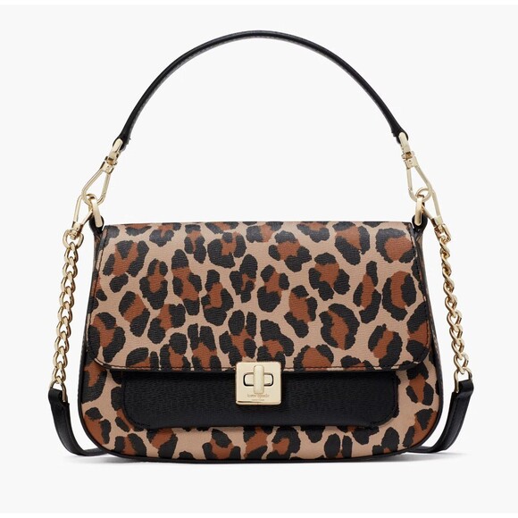 New Kate Spade Phoebe Spotted Leopard Small Flap Crossbody Brown Multi - Picture 1 of 5